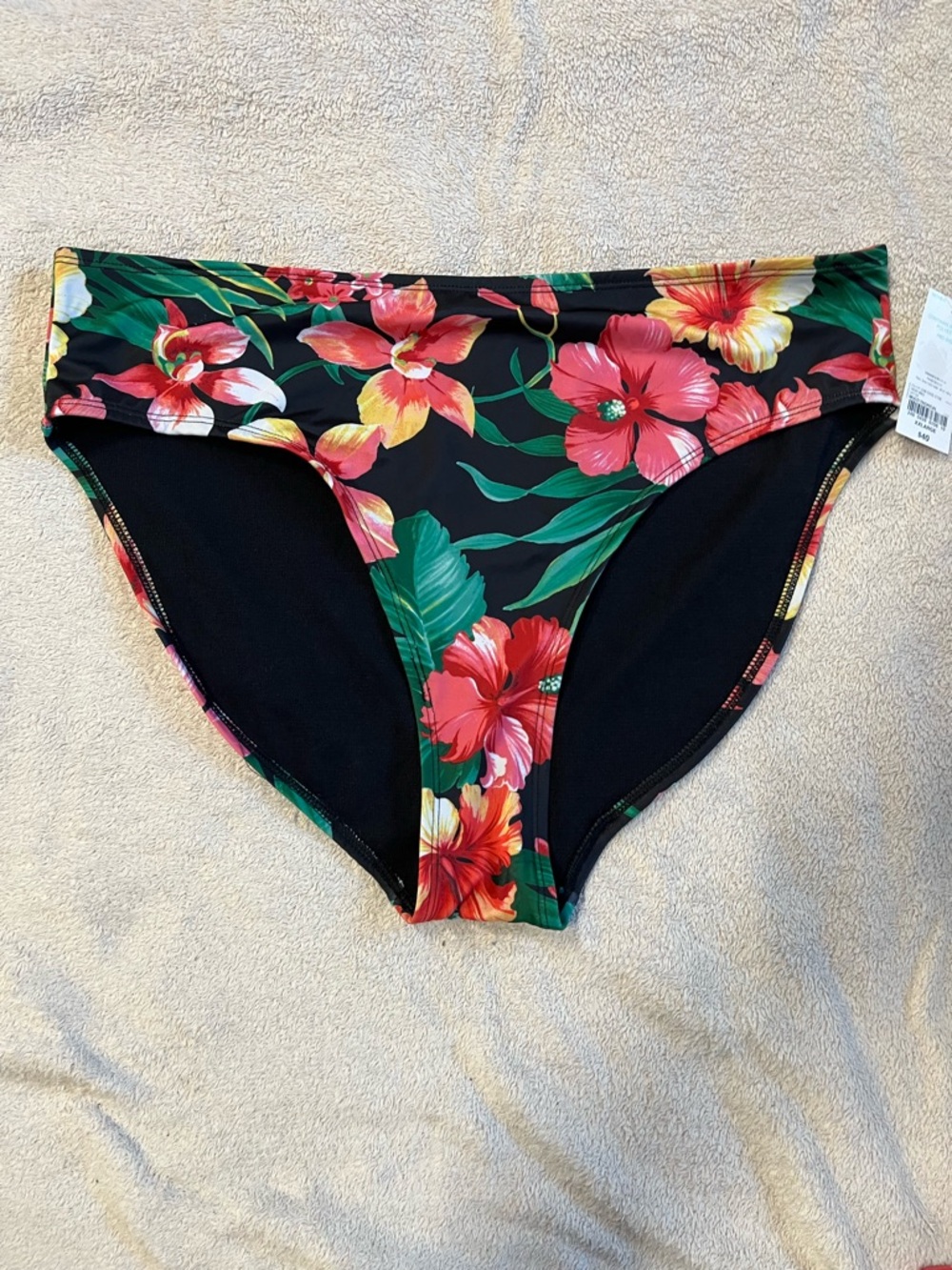 Oasis Women’s Mid Rise Bikini Bottoms XXL NWT Hibiscus Print Medium Coverage